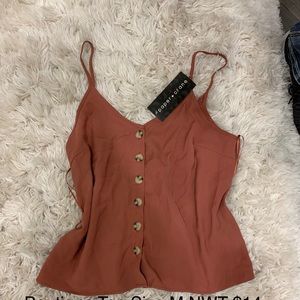 Button up spaghetti strap maroon top